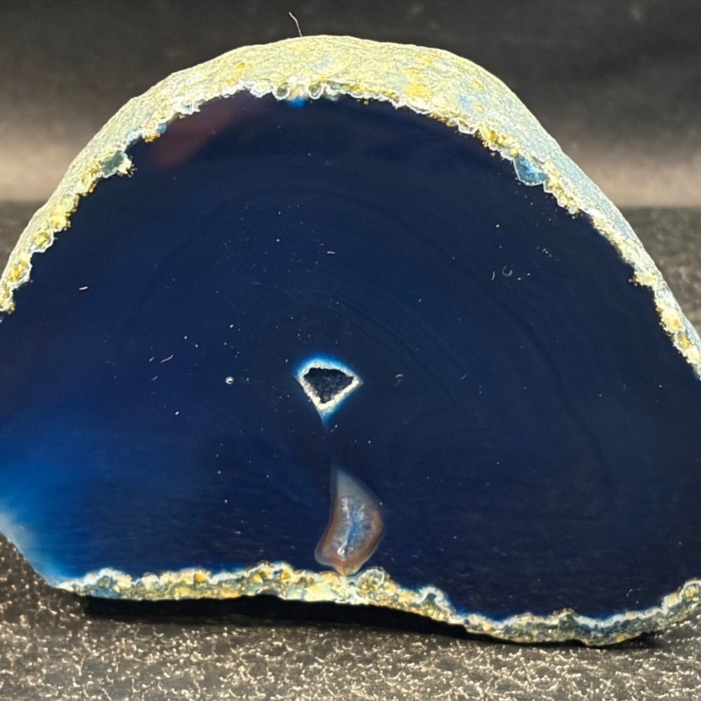 Vintage Polished Blue Agate Geode Half Natural Stone Specimen Crystal Decor